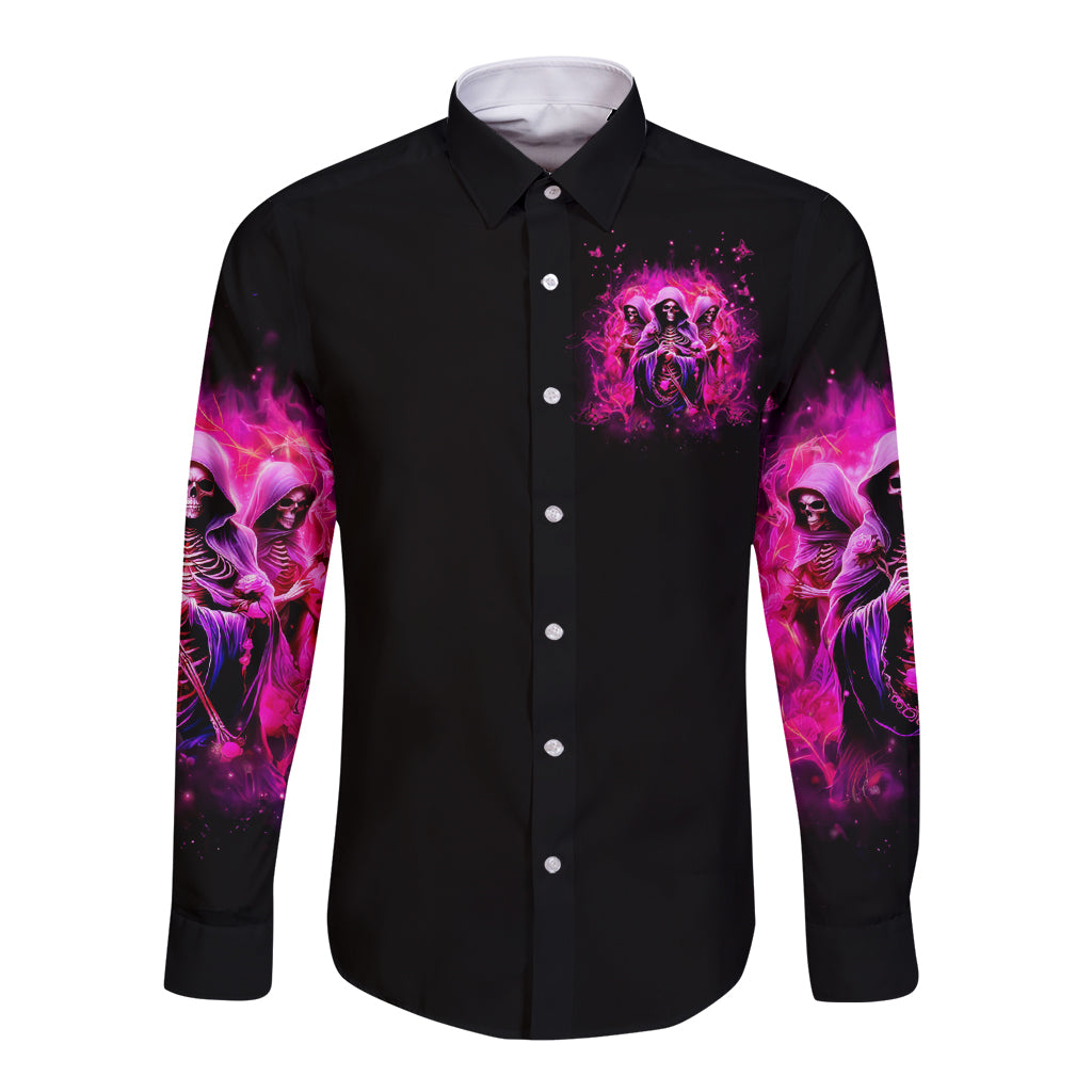Witch Skull Long Sleeve Button Shirt Don't Try To Figure Me Out I'm A Special Kind Of Twisted - Wonder Print Shop