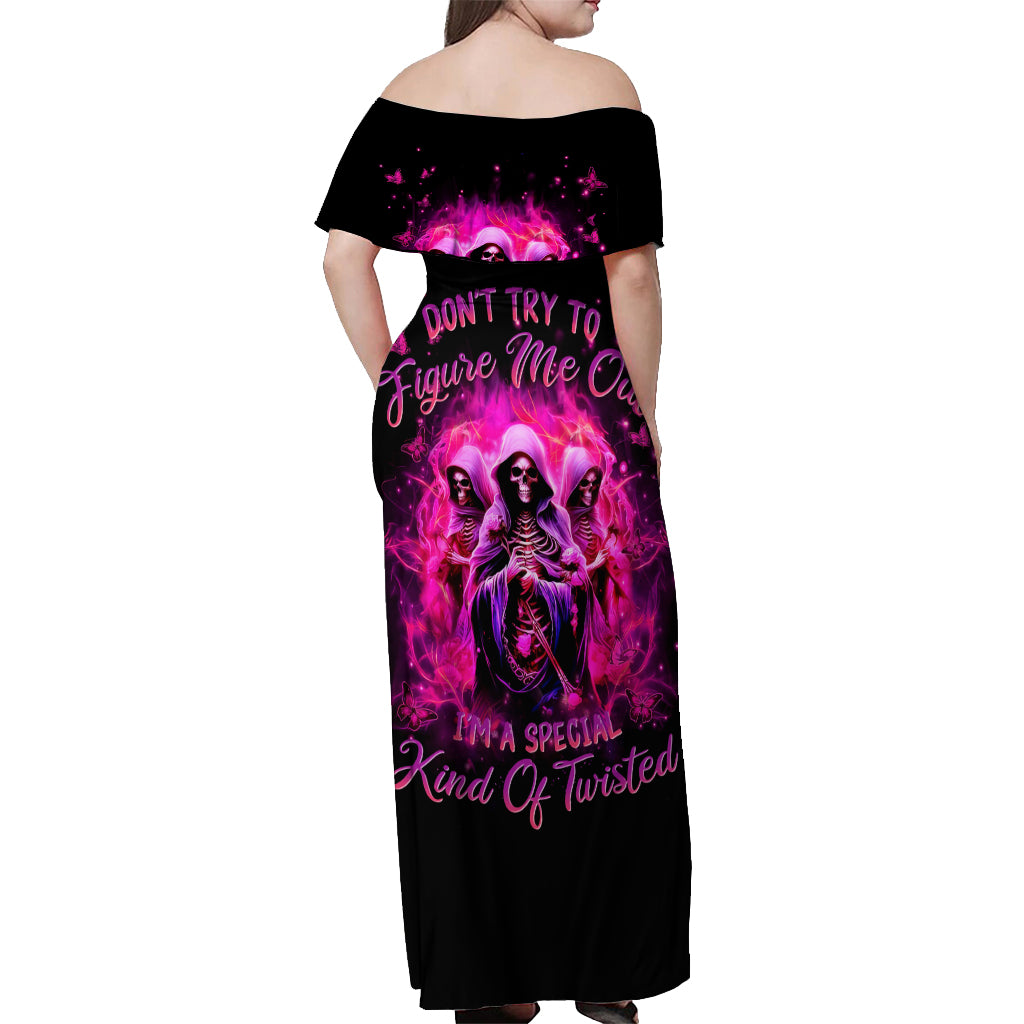 Witch Skull Off Shoulder Maxi Dress Don't Try To Figure Me Out I'm A Special Kind Of Twisted - Wonder Print Shop