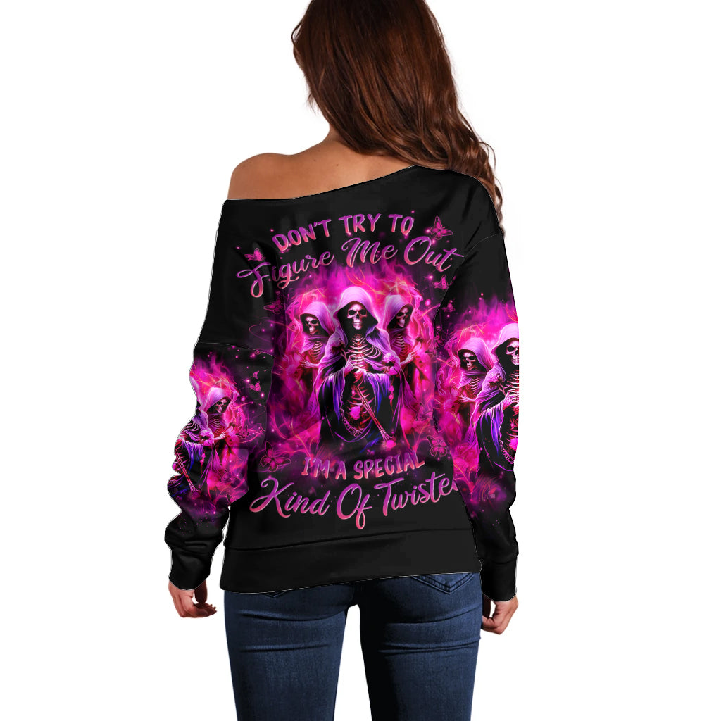 Witch Skull Off Shoulder Sweater Don't Try To Figure Me Out I'm A Special Kind Of Twisted - Wonder Print Shop