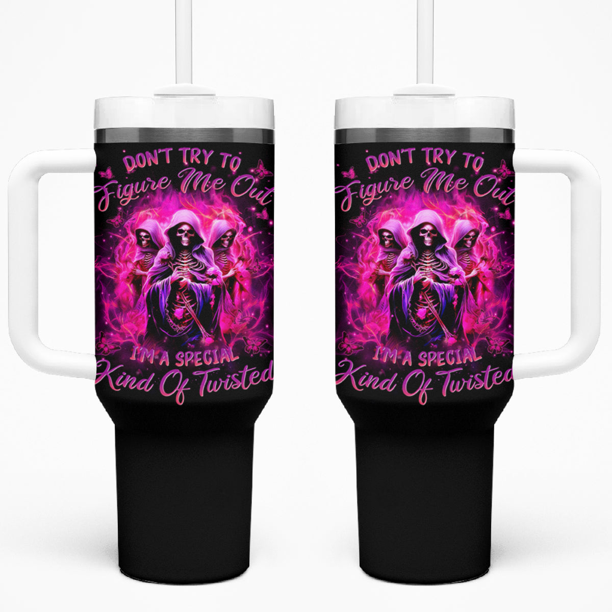 Witch Skull Tumbler With Handle Don't Try To Figure Me Out I'm A Special Kind Of Twisted - Wonder Print Shop