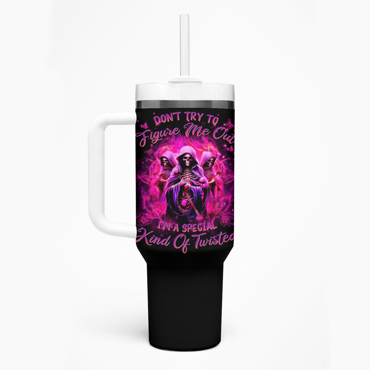 Witch Skull Tumbler With Handle Don't Try To Figure Me Out I'm A Special Kind Of Twisted - Wonder Print Shop