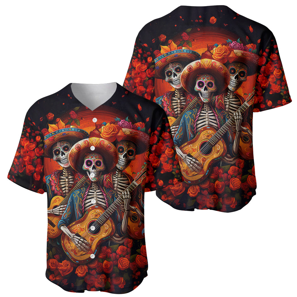 Day of Dead Skull Baseball Jersey Sugar Skull Band Skeleton - Wonder Print Shop