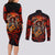 Day of Dead Skull Couples Matching Long Sleeve Bodycon Dress and Long Sleeve Button Shirt Sugar Skull Band Skeleton - Wonder Print Shop