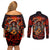Day of Dead Skull Couples Matching Off Shoulder Short Dress and Long Sleeve Button Shirt Sugar Skull Band Skeleton - Wonder Print Shop