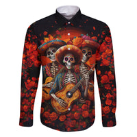 Day of Dead Skull Family Matching Long Sleeve Bodycon Dress and Hawaiian Shirt Sugar Skull Band Skeleton - Wonder Print Shop