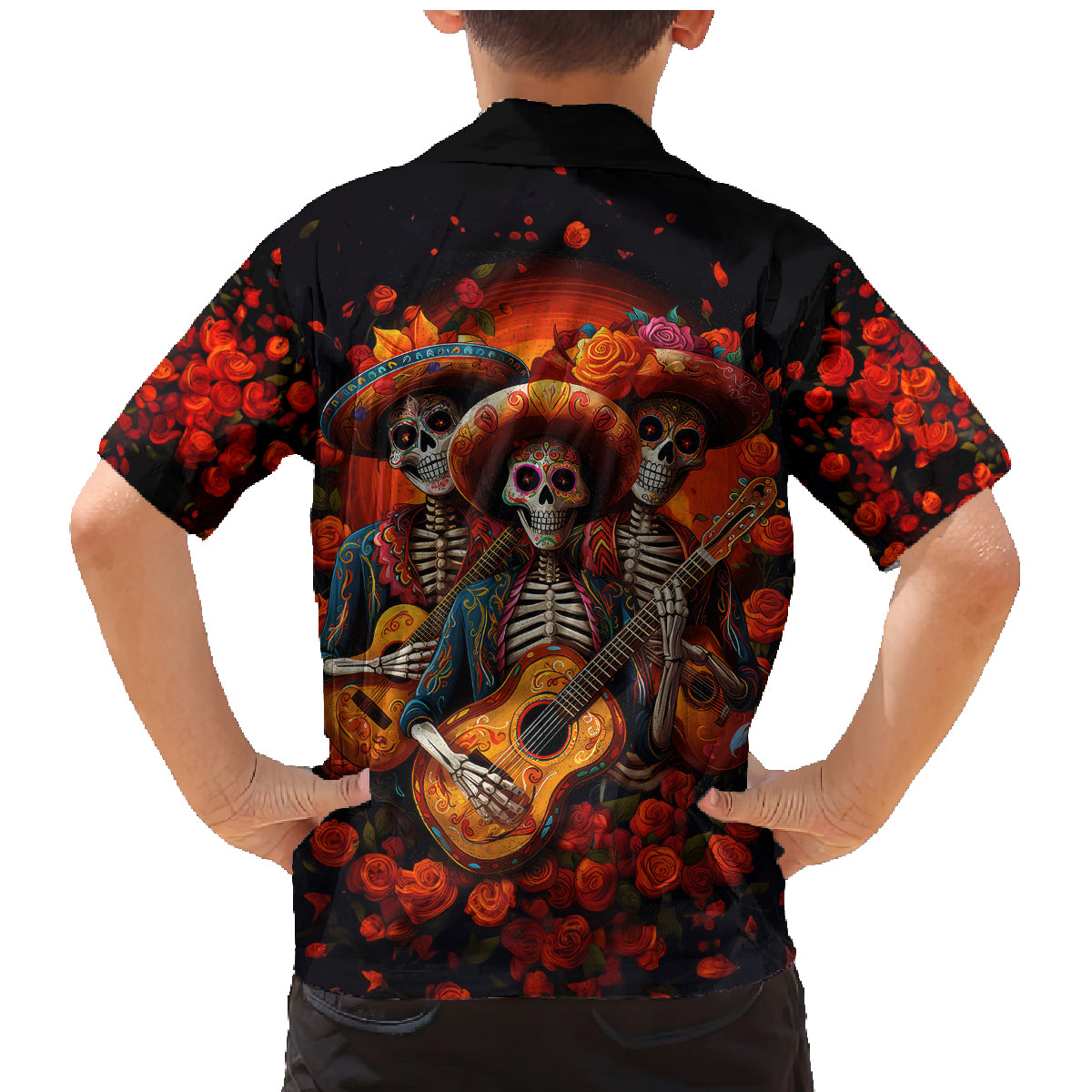 Day of Dead Skull Family Matching Mermaid Dress and Hawaiian Shirt Sugar Skull Band Skeleton - Wonder Print Shop
