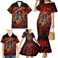 Day of Dead Skull Family Matching Mermaid Dress and Hawaiian Shirt Sugar Skull Band Skeleton - Wonder Print Shop