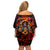 Day of Dead Skull Family Matching Off Shoulder Short Dress and Hawaiian Shirt Sugar Skull Band Skeleton - Wonder Print Shop