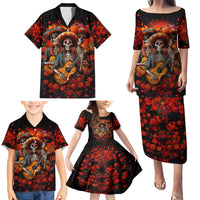 Day of Dead Skull Family Matching Puletasi Dress and Hawaiian Shirt Sugar Skull Band Skeleton - Wonder Print Shop