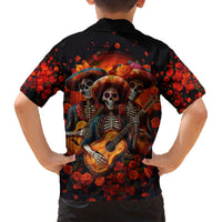 Day of Dead Skull Family Matching Short Sleeve Bodycon Dress and Hawaiian Shirt Sugar Skull Band Skeleton - Wonder Print Shop