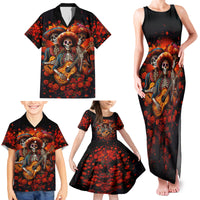 Day of Dead Skull Family Matching Tank Maxi Dress and Hawaiian Shirt Sugar Skull Band Skeleton - Wonder Print Shop