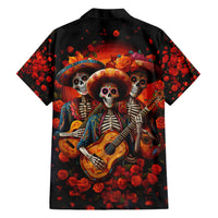 Day of Dead Skull Hawaiian Shirt Sugar Skull Band Skeleton - Wonder Print Shop
