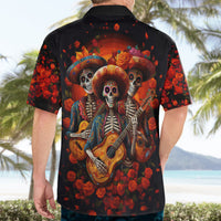Day of Dead Skull Hawaiian Shirt Sugar Skull Band Skeleton - Wonder Print Shop
