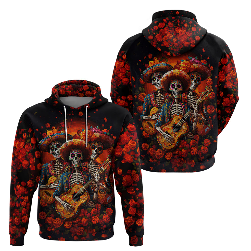 Day of Dead Skull Hoodie Sugar Skull Band Skeleton - Wonder Print Shop