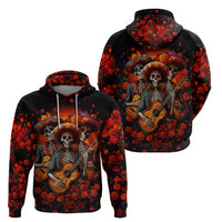 Day of Dead Skull Hoodie Sugar Skull Band Skeleton - Wonder Print Shop