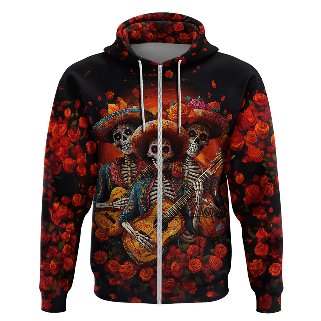 Day of Dead Skull Hoodie Sugar Skull Band Skeleton - Wonder Print Shop
