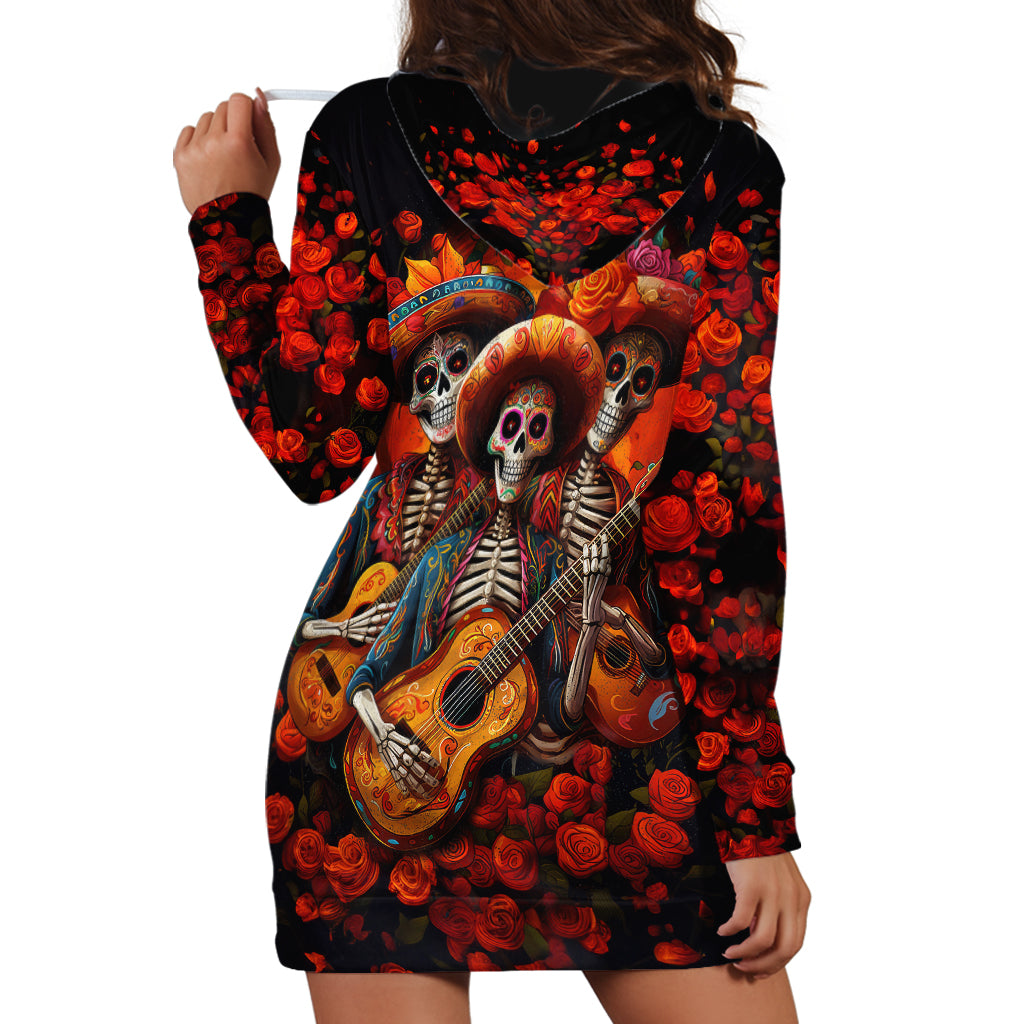 Day of Dead Skull Hoodie Dress Sugar Skull Band Skeleton - Wonder Print Shop
