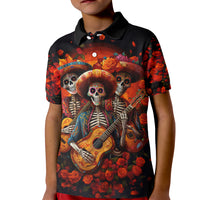 Day of Dead Skull Kid Polo Shirt Sugar Skull Band Skeleton - Wonder Print Shop