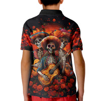Day of Dead Skull Kid Polo Shirt Sugar Skull Band Skeleton - Wonder Print Shop