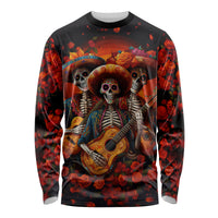 Day of Dead Skull Long Sleeve Shirt Sugar Skull Band Skeleton - Wonder Print Shop