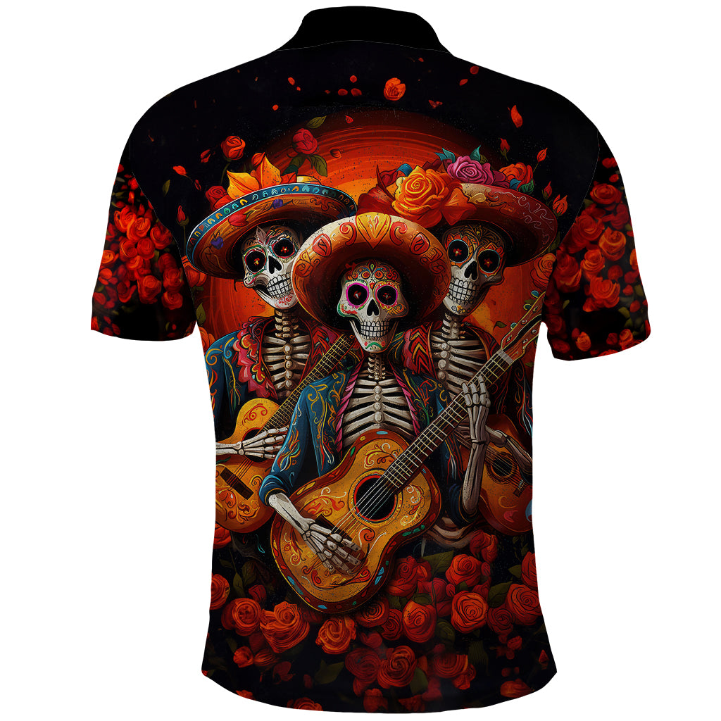 Day of Dead Skull Polo Shirt Sugar Skull Band Skeleton - Wonder Print Shop