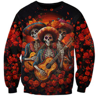 Day of Dead Skull Sweatshirt Sugar Skull Band Skeleton - Wonder Print Shop
