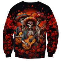 Day of Dead Skull Sweatshirt Sugar Skull Band Skeleton - Wonder Print Shop