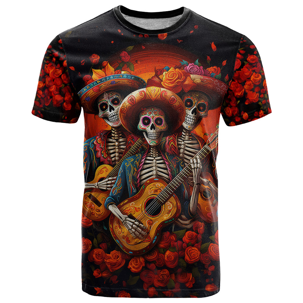Day of Dead Skull T Shirt Sugar Skull Band Skeleton - Wonder Print Shop