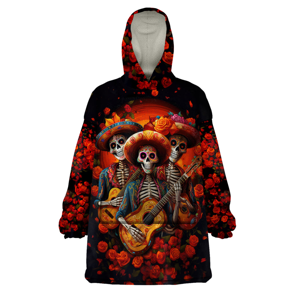 Day of Dead Skull Wearable Blanket Hoodie Sugar Skull Band Skeleton - Wonder Print Shop