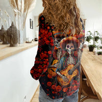 Day of Dead Skull Women Casual Shirt Sugar Skull Band Skeleton - Wonder Print Shop