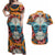 Day of Dead Skull Couples Matching Off Shoulder Maxi Dress and Hawaiian Shirt Sugar Skull Butterfly - Wonder Print Shop