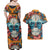Day of Dead Skull Couples Matching Off Shoulder Maxi Dress and Hawaiian Shirt Sugar Skull Butterfly - Wonder Print Shop