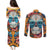 Day of Dead Skull Couples Matching Puletasi Dress and Long Sleeve Button Shirt Sugar Skull Butterfly - Wonder Print Shop