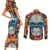 Day of Dead Skull Couples Matching Short Sleeve Bodycon Dress and Long Sleeve Button Shirt Sugar Skull Butterfly - Wonder Print Shop