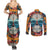 Day of Dead Skull Couples Matching Summer Maxi Dress and Long Sleeve Button Shirt Sugar Skull Butterfly - Wonder Print Shop