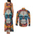 Day of Dead Skull Couples Matching Tank Maxi Dress and Long Sleeve Button Shirt Sugar Skull Butterfly - Wonder Print Shop