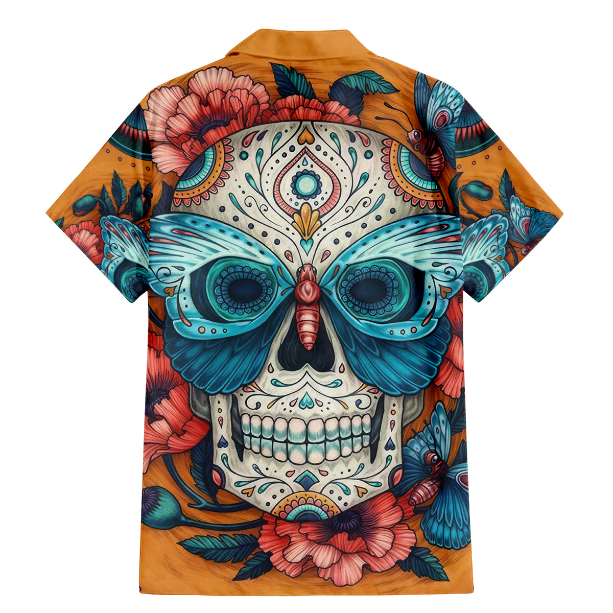 Day of Dead Skull Family Matching Mermaid Dress and Hawaiian Shirt Sugar Skull Butterfly - Wonder Print Shop