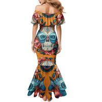 Day of Dead Skull Family Matching Mermaid Dress and Hawaiian Shirt Sugar Skull Butterfly - Wonder Print Shop
