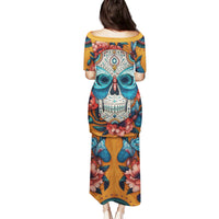 Day of Dead Skull Family Matching Puletasi Dress and Hawaiian Shirt Sugar Skull Butterfly - Wonder Print Shop