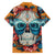 Day of Dead Skull Family Matching Short Sleeve Bodycon Dress and Hawaiian Shirt Sugar Skull Butterfly - Wonder Print Shop