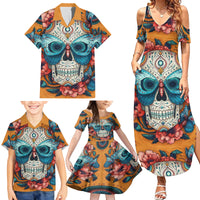 Day of Dead Skull Family Matching Summer Maxi Dress and Hawaiian Shirt Sugar Skull Butterfly - Wonder Print Shop