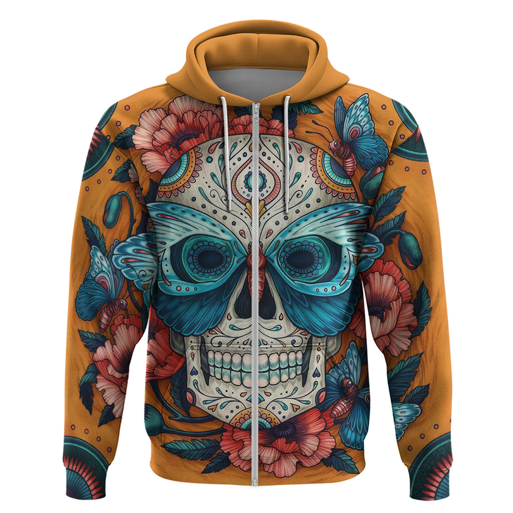Day of Dead Skull Hoodie Sugar Skull Butterfly - Wonder Print Shop