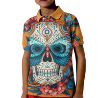 Day of Dead Skull Kid Polo Shirt Sugar Skull Butterfly - Wonder Print Shop