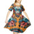 Day of Dead Skull Kid Short Sleeve Dress Sugar Skull Butterfly - Wonder Print Shop