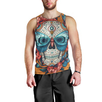 Day of Dead Skull Men Tank Top Sugar Skull Butterfly - Wonder Print Shop