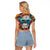 Day of Dead Skull Raglan Cropped T Shirt Sugar Skull Butterfly - Wonder Print Shop