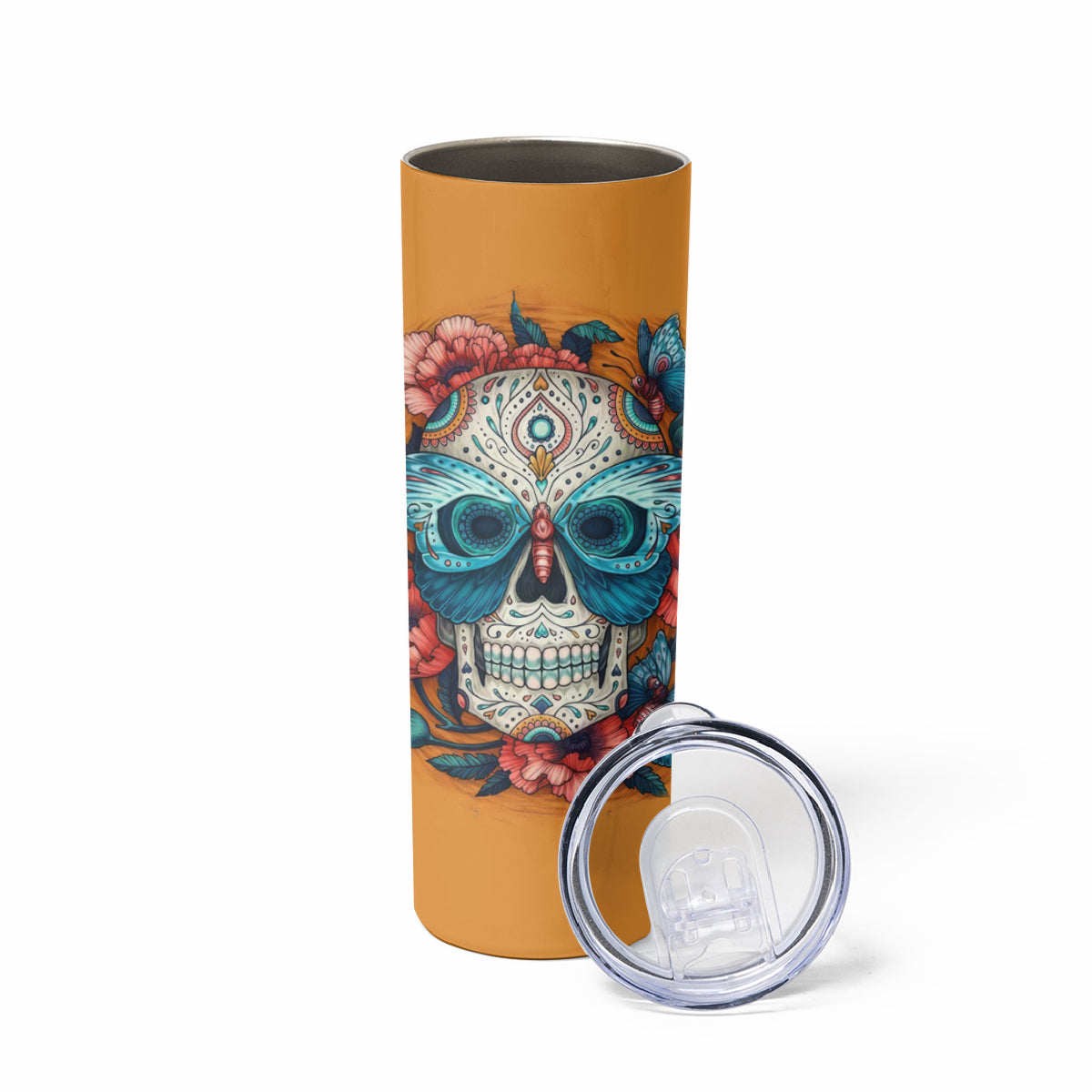 Day of Dead Skull Skinny Tumbler Sugar Skull Butterfly - Wonder Print Shop
