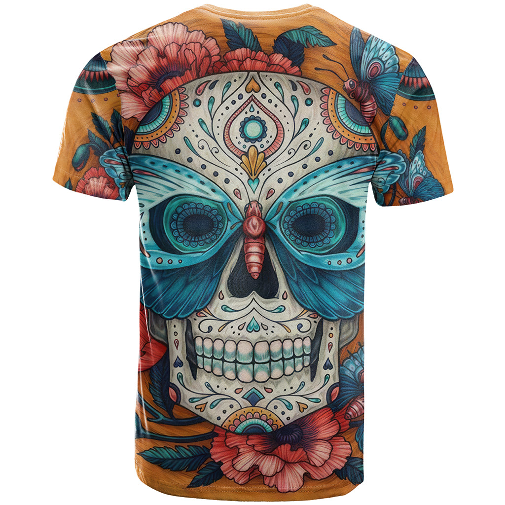 Day of Dead Skull T Shirt Sugar Skull Butterfly - Wonder Print Shop