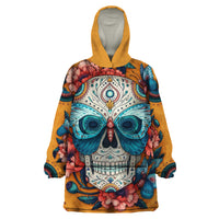 Day of Dead Skull Wearable Blanket Hoodie Sugar Skull Butterfly - Wonder Print Shop