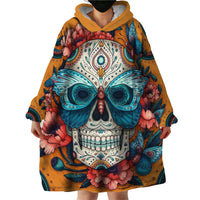 Day of Dead Skull Wearable Blanket Hoodie Sugar Skull Butterfly - Wonder Print Shop